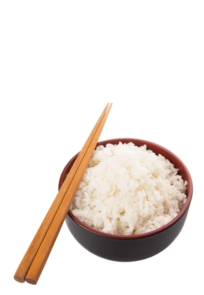 Skål med ris och chopstick — Stockfoto