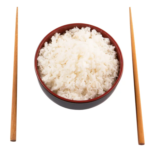 Cuenco de arroz y palillo — Foto de Stock