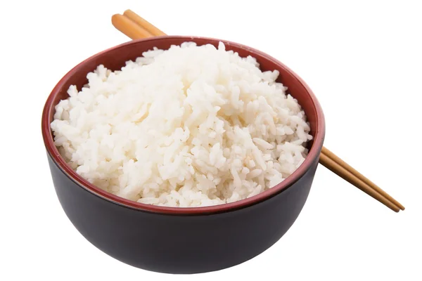 Skål med ris och chopstick — Stockfoto