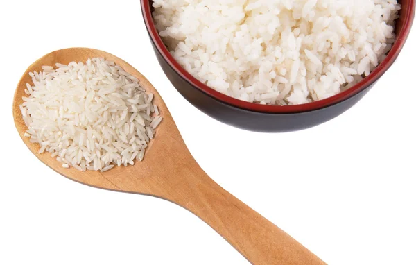 Raaka ja kypsennetty riisi — kuvapankkivalokuva