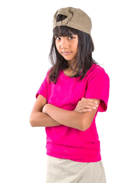 Joven preadolescente asiático chica con un gorro —  Fotos de Stock