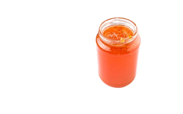 Orangenmarmelade Einer Flasche Vor Weißem Hintergrund — Stockfoto