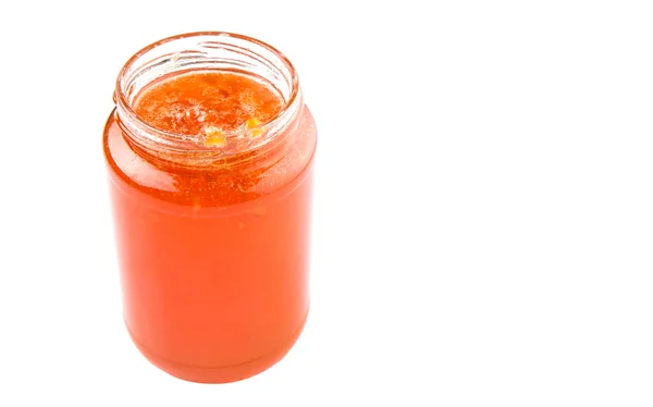 Orangenmarmelade Einer Flasche Vor Weißem Hintergrund — Stockfoto