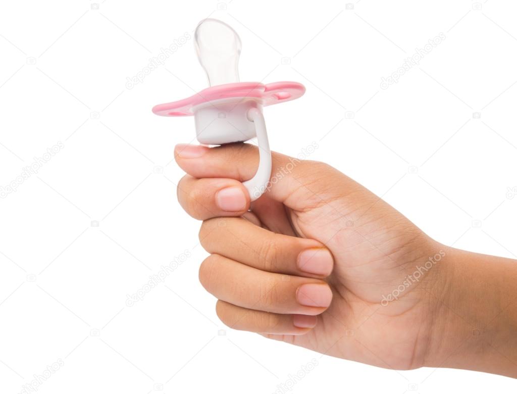 Female Hand Holding Pink Pacifier