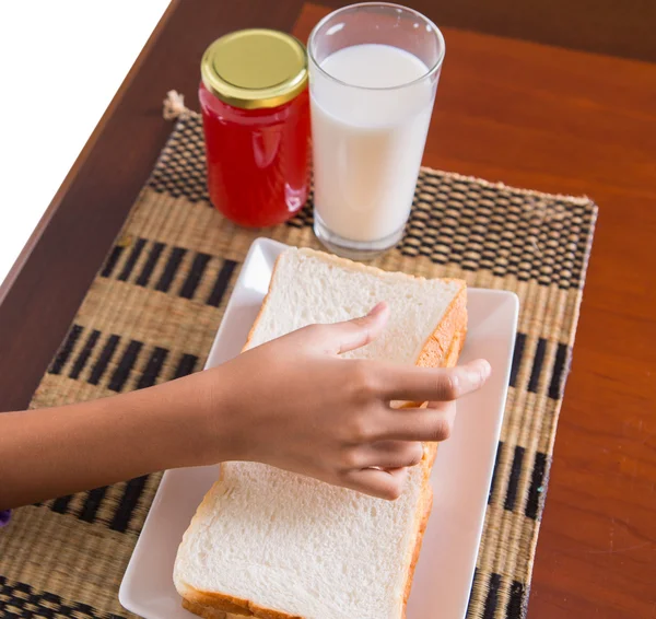 Picking Up A Piece Of Bread — Stock Photo, Image