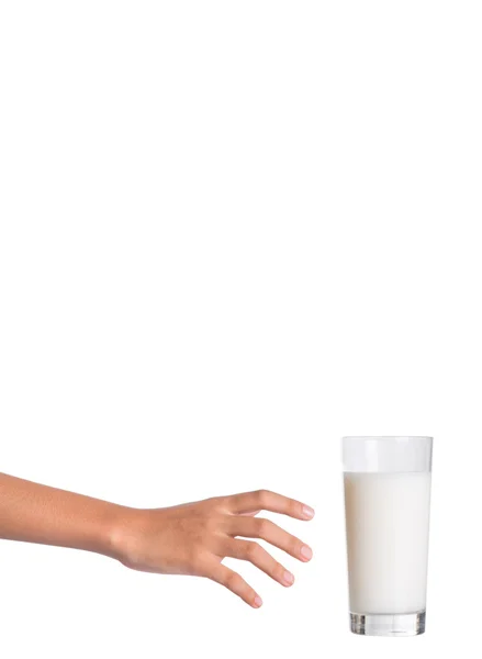 Young Girl Hand With A Glass Of Milk — Stock Photo, Image