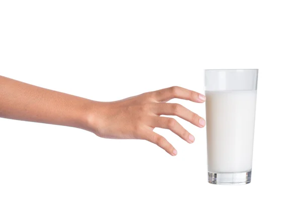 Young Girl Hand With A Glass Of Milk — Stock Photo, Image