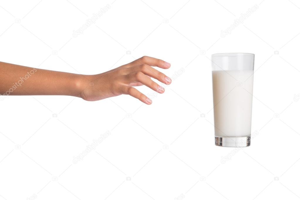 Young Girl Hand With A Glass Of Milk