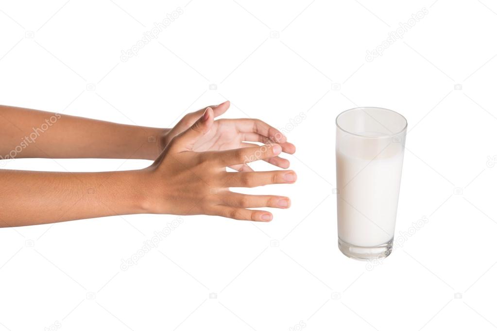Young Girl Hand With A Glass Of Milk
