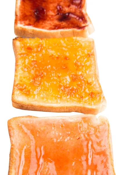 Meng vruchten jam verspreid op brood, toast — Stockfoto