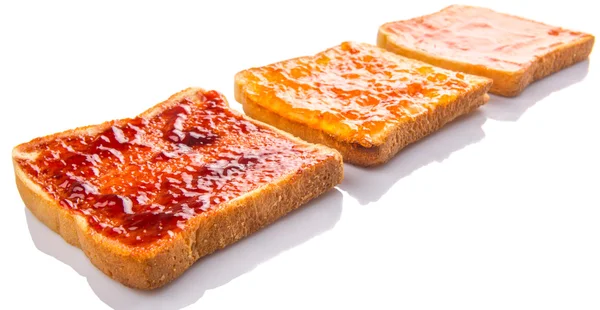 Mix Fruit Jam Spread On Bread Toast — Stock Photo, Image