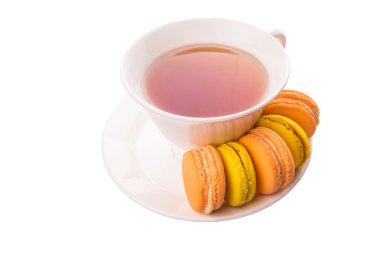 bir fincan çay ve Fransız macarons