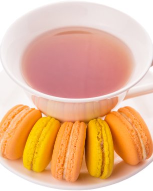 bir fincan çay ve Fransız macarons