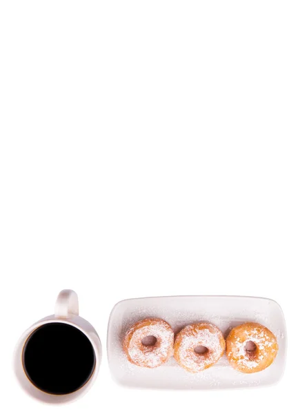 Mug Coffee Homemade Doughnut Sugar Toppings — Stock Photo, Image