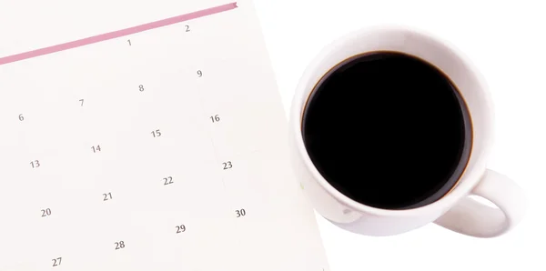 Кава і планувальник дня — стокове фото
