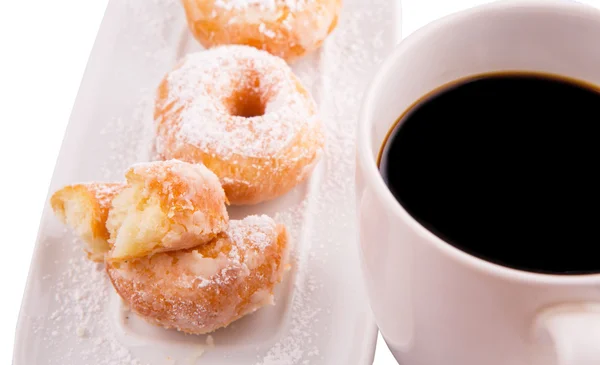 Mug Coffee Homemade Doughnut Sugar Toppings — Stock Photo, Image