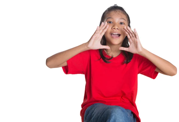 Young Asian Girl Shouting — Stock Photo, Image