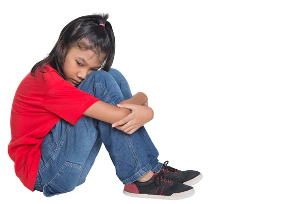Triste e deprimido jovem asiático menina — Fotografia de Stock