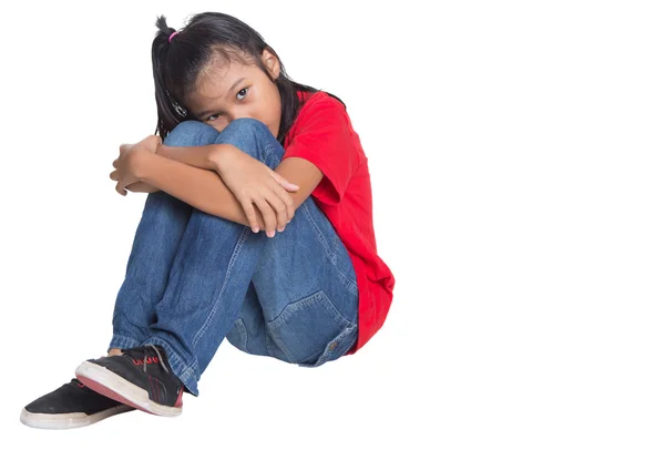 Triste e deprimido jovem asiático menina — Fotografia de Stock