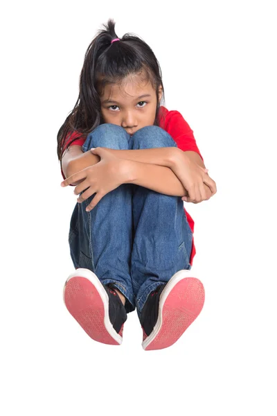 Triste e deprimido jovem asiático menina — Fotografia de Stock