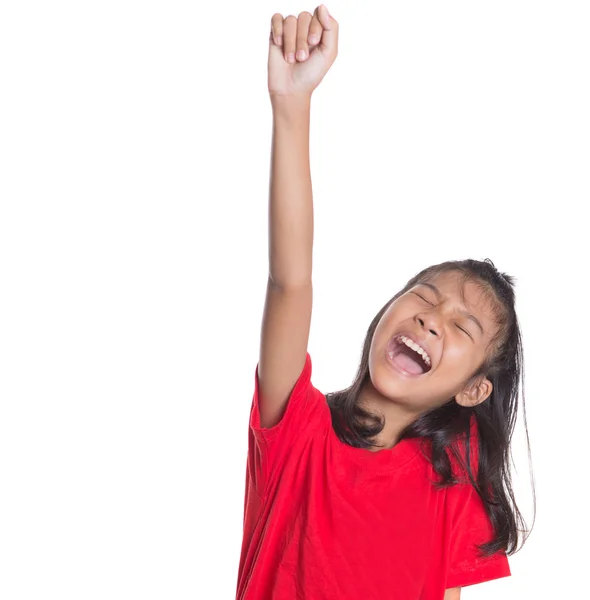 Young Asian Girl Raising Hands — Stock Photo, Image