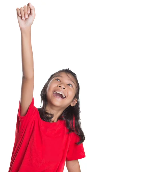 Young Asian Girl Raising Hands — Stock Photo, Image