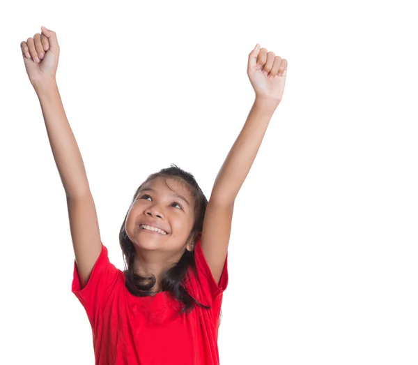 Young Asian Girl Raising Hands — Stock Photo, Image