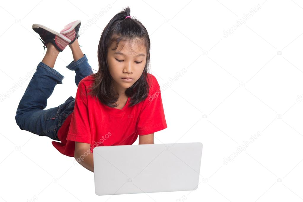 Young Asian Girl With A Laptop