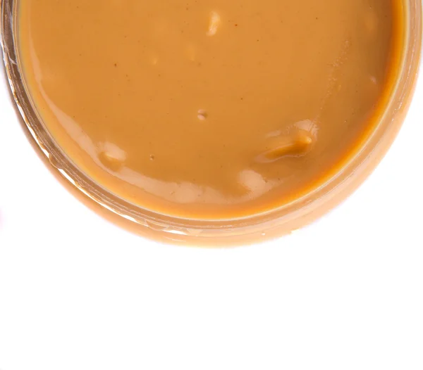 Manteiga Amendoim Frasco Sobre Fundo Branco — Fotografia de Stock