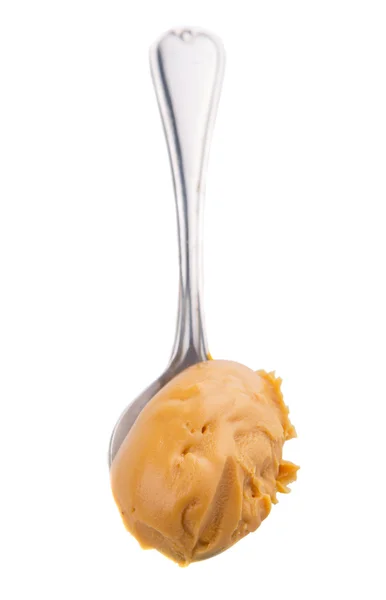 小さなスプーンでピーナッツ バター — ストック写真
