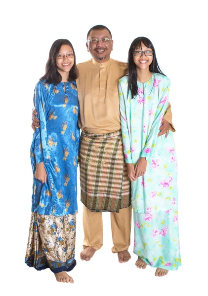 Middle Age Asian Malay Father And Daughters — Stock Photo, Image