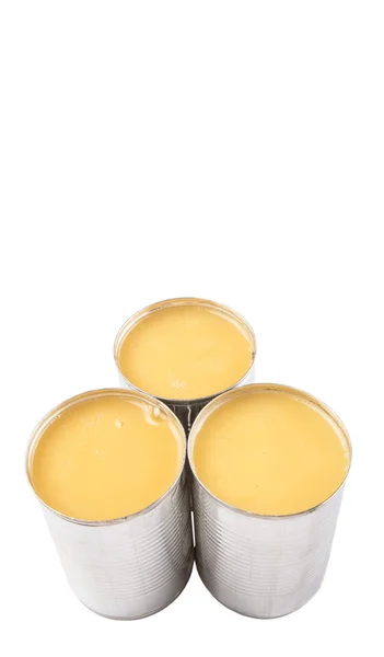 Condensed Milk Tin Can White Background — Stock Photo, Image