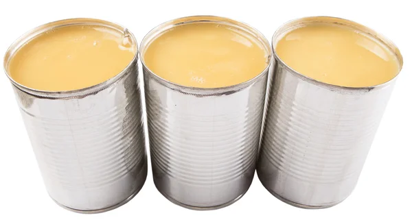 Condensed Milk Tin Can White Background — Stock Photo, Image