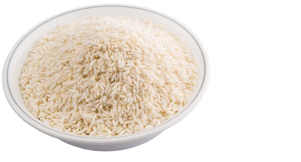 Arroz Blanco Glutinoso Tazón Blanco Sobre Fondo Blanco —  Fotos de Stock