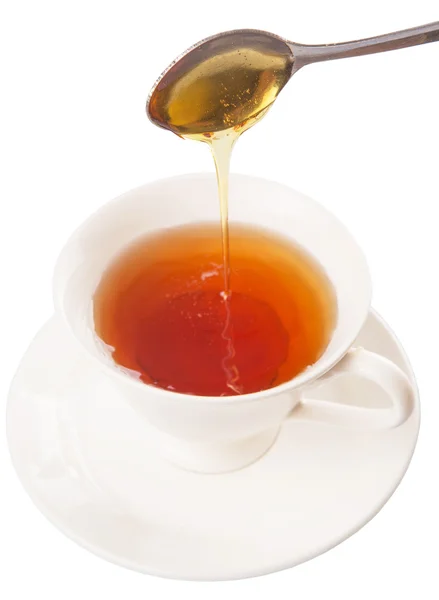 Mixing Honey With Tea — Stock Photo, Image