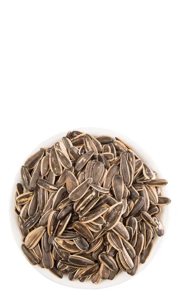 Sunflower Seeds White Bowl White Background — Stock Photo, Image