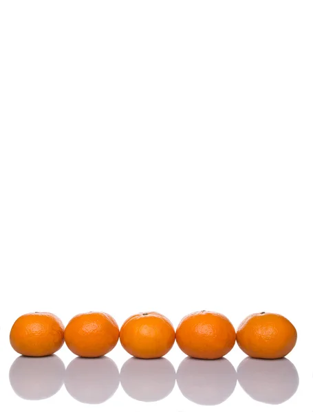 Row Mandarin Orange Fruit White Background — Stock Photo, Image