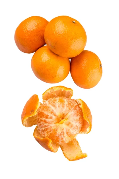 Gruppo Frutta Arancio Mandarino Sfondo Bianco — Foto Stock