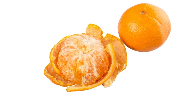 Groupe Fruits Orange Mandarine Sur Fond Blanc — Photo