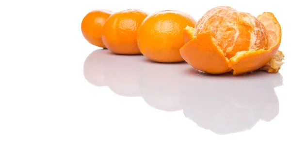 Groupe Fruits Orange Mandarine Sur Fond Blanc — Photo