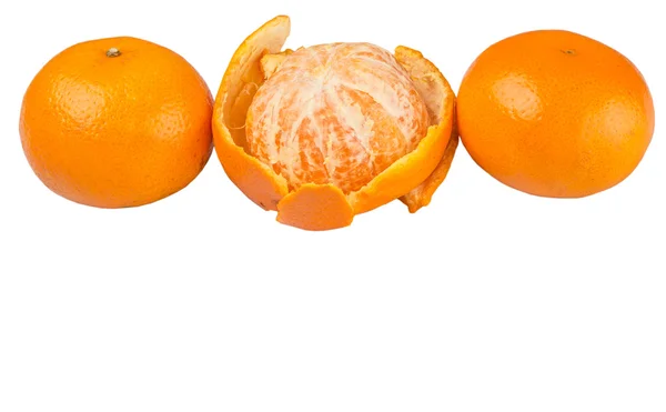 Grupp Mandarin Orange Frukt Över Vit Bakgrund — Stockfoto