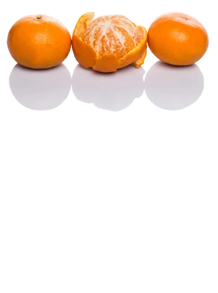 Groupe Fruits Orange Mandarine Sur Fond Blanc — Photo