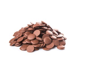 Beyaz arka plan üzerinde çikolata düğmesi