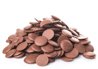 Beyaz arka plan üzerinde çikolata düğmesi