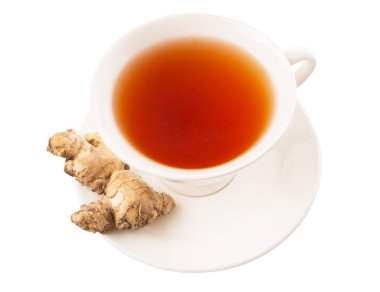 bir fincan çay ve zencefil kökü