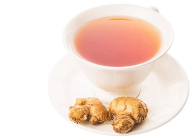 bir fincan çay ve zencefil kökü
