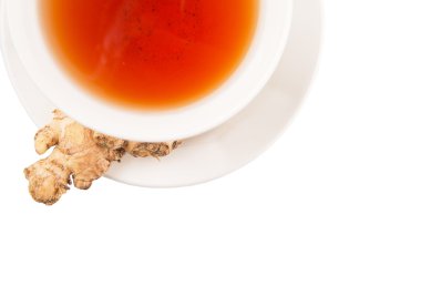 bir fincan çay ve zencefil kökü