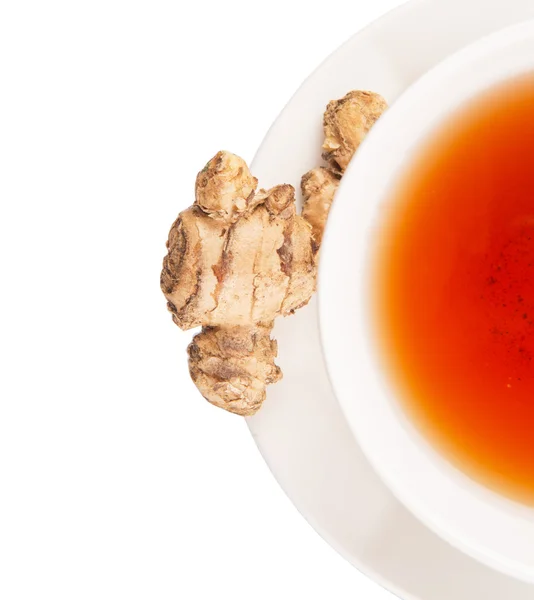 Корень имбиря и чашку чая — стоковое фото