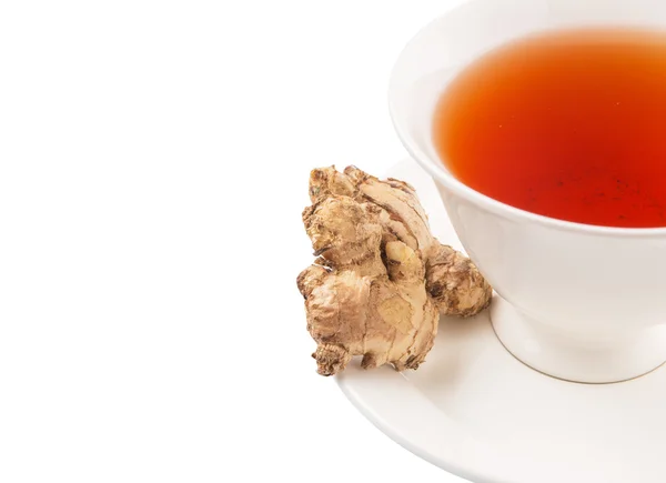 Korzeń imbiru i filiżankę herbaty — Zdjęcie stockowe