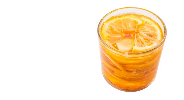Hausmittel Zitronenscheiben Und Honig Einem Glas Vor Weißem Hintergrund — Stockfoto